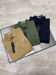 Pietre di design pietre tascabili giacca a maniche lunghe tadge cerniera maglietta cappotto casual camouflage mimetico camicie da uomo ricamazione da uomo camicie autunnali az0k0