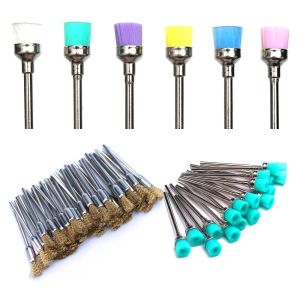 Klänningar 50st Gold Electric Manicure Borrs Rengöring Brush Milling Cutter Copper Wire Cleaner Nail Art Accessories Borr Bit Clean Tool