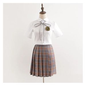 Zweiteiliges Kleid Schulkleider Große Größe Plaid Faltenrock Studenten Cosplay JK Uniformen Matrosenanzug Kurze Röcke für Mädchen 240325 Dr Dhmsu