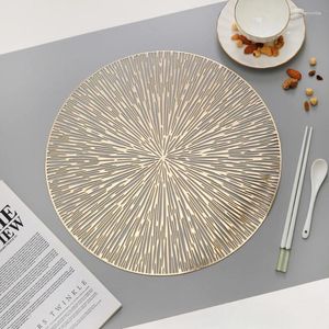 Table Mats Round Placemats Restaurant Hollow PVC Decoration Meal Mat Anti- Dining Line Steak Plate Pad For