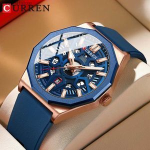 Armbandsur Curren Fashion Creative Design Es Men Quartz Sile Str Date Wristes For Mane Clock med lysande händer L240402