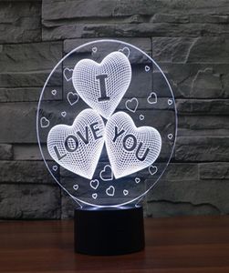 7 Color Change 3D abstract vision amazing optical illusion ThreeHeart I LOVE YOU 3D effect touch keys home decoration LED Table L2287593