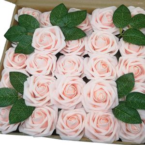 Fiori decorativi Rose arrossate artificiali Decorazione in schiuma finta dall'aspetto reale Fai da te per composizioni nuziali Decorazioni per la casa