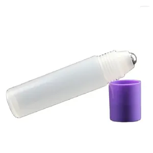 Storage Bottles 15ML Frost Plastic Roll On Bottle With Glass Bead Metal Steel Eye Cream Cosmetics Packaging Roller 30Pcs/Lot