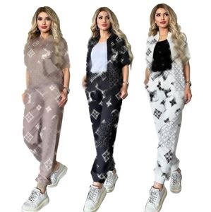 المسارات النسائية 2024 Summer Fashion Letter v Printing Sports Description Women's Two Set