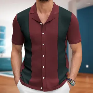 Мужские поло 2024, летние мужские трикотажные рубашки-поло с короткими рукавами, блузка, кардиган, винтажные тонкие эластичные футболки, верхняя деловая повседневная мужская одежда
