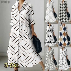 Urban Sexy Dresses Womens Shirt Dress 2023 Fashion Patch Work Retro Spotted Print Shirt tappade Office Dress Loose Casual Lapel Pocket S-5XL Y240402