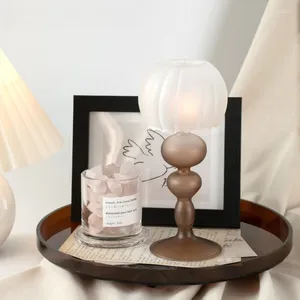 Świecane uchwyty w kształcie lampy Kreatywne minimalistyczne szklane szklane świecznik El/sypialnia Uchwyt dekoracji Mroźni Tealight