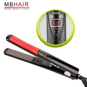 Irons MBHAIR LCD Display Titanium Plates Flat Iron Rakande Irons Styling Tools Professionell hårrätare gratis frakt