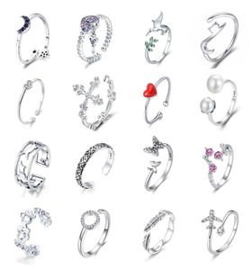 Bisaer Purple Crystal Original 925 Srebrny Pierścień Miłość Heart Infinity Pierścienie dla kobiet biżuteria zaręczynowa 2202233904963