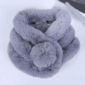 Women Winter Warm Plush Scarfs Faux Fur Cross Collar Scarf Thick Snood Scarves Soft Windproof Antifreeze Neckerchief Accessories