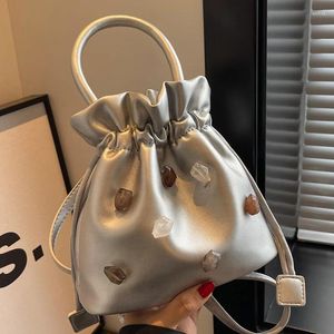 Borse da sera Donne alla moda estive Secchielli in cristallo colorato 2024 Borse da ballo con pochette increspata da donna alla moda Borsa a tracolla di lusso