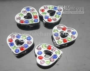 Intero 50 pzlotto 8mm strass colorati cuore Charms per diapositive Fit 8mm strisce di telefono Accessori fai da te moda gioielli3251019