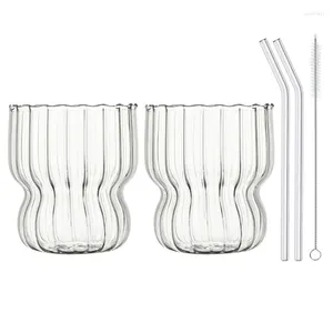Wine Glasses Drinking Ripple Shaped Unique Clear Glass Cups Beer Iced Coffee For Home