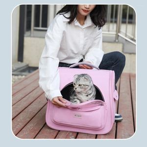 Portadores de gatos Grande capacidade respirável cor doce para animais de estimação Bolsa mochila portátil para sair suprimentos para cães