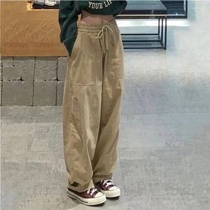 Kvinnors byxor kvinnor vintage last y2k streetwear lösa joggare byxor hip-hop bred ben kvinnlig casual dragstring baggy 2024