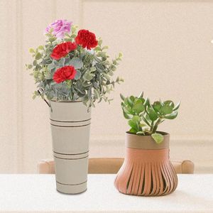 Vases Flower Pots Iron Buckets Planting Storage Planter Vase For Floral Arrangement White Retro Adornment Rustic