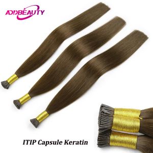 Extensões AddBeauty Fusion Hair Extensions 0,8g/pc 50pcs ITIP Extensão de cabelo humano natural grossa Caps.