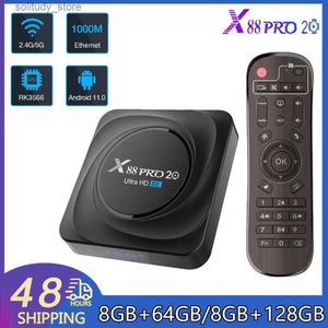 Set Top Box X88 Pro 20 Android Smart TV Rockchip RK3566 Set-top LAN 1000M BT4.2 11 2.4G 5G Dual WiFi 8K HD Media Player Q240402