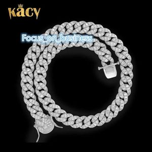 Hiphop 12mm Width Hip Hop Jewelry Silver 925 Necklaces Miami Iced Out Moissanite Cuban Link Chain