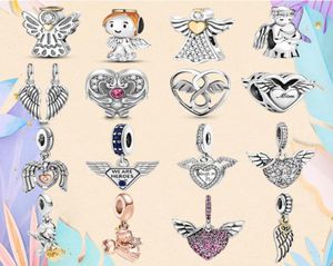 925 Silver bead fit Charms Charm Bracelet Angel Heart Charms Angels Wing God Of Love Feather charmes ciondoli DIY Fine Beads Jewelry4610752