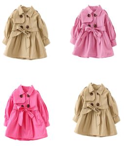 Varejo meninos menina duplo botão trench coat com cinto crianças casacos de inverno meninas casaco outwear jaquetas designer crianças clo5058015