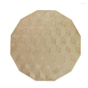 Table Mats Gold Placemat For Dining 6-Piece Set Of Hollow Square Pattern Mat Decoration Wedding