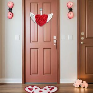 Fiori decorativi San Valentino Amore Corona Ghirlanda a forma di cuore Decorazione Rosa Fiore artificiale Floreale per porta a muro Festa all'aperto