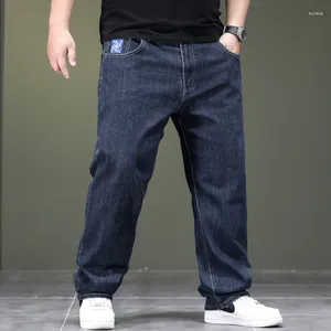 Jeans masculinos algodão homens casual baggy solto perna larga lavado calças de qualidade moda reta denim calças clássico 48