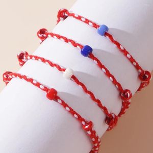 Braccialetti con ciondoli YASTYT Inverno Semplice Piccolo 3/O Perline Deco Bianco Rosso Corda di cotone Regolabile Amicizia per le donne