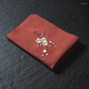 ティーナプキンズ中国語スタイルの広場タオル刺繍入り花梅の花咲く蘭吸収布テーブルトップ装飾ティーポットクイックドライ