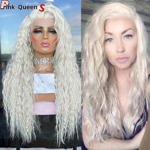 13x4 Long Wavy Wavy Synthetic Front Wigs Lace Frontal Wig para mulheres de alta densidade