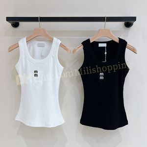 Miu kvinnor topptankar väst t skjortor bomullsblandning tank tops designer kjolar yoga kostym två bit klänning bh väst damer solid vintage t shirt femme sport stickade tankar