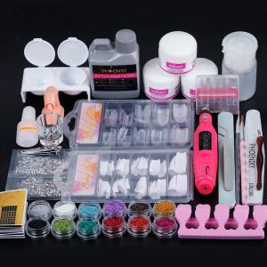 Kits acrílico kit de unhas de unhas Profissional Set Glitter Glitter Extenção de unhas Conjunto de manicure Full Manicure