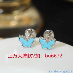 Seiko Edition Top Brand Vancefe Earrings 925 Sterling Silver Turquoise Butterfly Earrings Plated with 18k White Gold Designer Brand Logo Engrave Earring