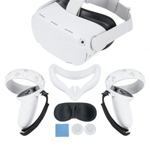 Acessórios vrar conjunto de capa protetora de silicone para oculus quest 2 vr controlador fone de ouvido cabeça rosto almofada olho meta quest2 acessórios