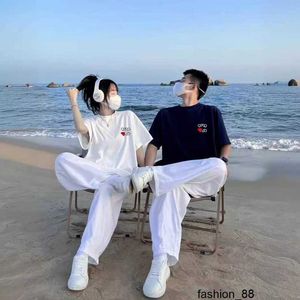 Designer High version Luxury Fashion Luo Jia 24ss Early Spring New Letter Embroidered Short Sleeve Couple Knitted Cotton Letter Embroidered T-shirt F9WK