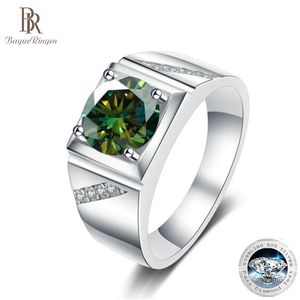 Bague Ringen Solitaire Erkek 10ct Yeşil Yüzük 925 STERLING Gümüş Alyans Yüzükler Parti Partisi Mücevher Hediye 240402