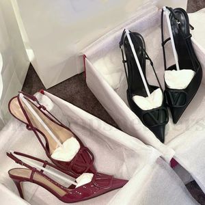 Woma Sandals Classics Metal Buckle Pointed Toe Thin Heel 4cm 6cm 8cm 10cm Designer High Heels Summer Genuine Leather Wedding Shoes with Dust Bag