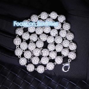 Ювелирные украшения Xingguang 8 мм 10 мм VVS Moissanite Diamond Chain 925 Серебряный серебряный шар.