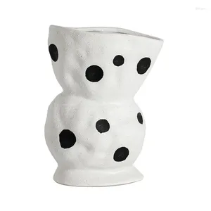 Vasi Disposizione dei fiori da tavolo in ceramica artistica a pois in bianco e nero Dispositivo idroponico vaso decorativo avanzato