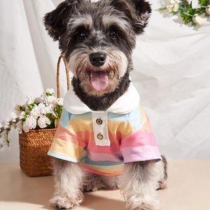 Dog Apparel Cat And Polo Shirt Striped Pet Clothes T-Shirt Stretch Casual Suitable For Small Medium Larg