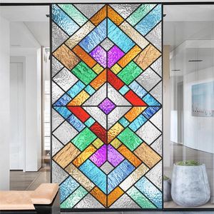 Window Stickers Church Style Privacy Glass Film Stained Lattice No Glue Static Electricity For Sun Blocking Windows Door Flim