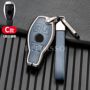Alloy+Leather Car Remote Key Shell Key Case Cover for Mercedes Benz C Class W205 E Class W212 A B S GLC GLA GLK Car Accessories