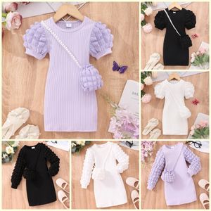 2024 Midi Dress Childrens and Girls Clothing Spring/Summer Baby Girl Body Dress Fashion Childrens Wrap Tight Dress 3 4 5 6 7 8 Years 240402