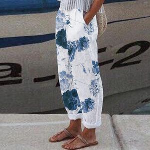 Spodnie damskie damskie letnia moda solidna drukowana wysoka talia na nogi majtki bawełniane luźne spodnie na plażowe spodnie plażowe