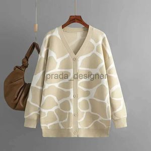 Cardigans Oversize Cardigan Kobiety luźne dzianiny swetry elegancki wzór linii dla biura dama grube jesienne zimowe swetry H-D928983