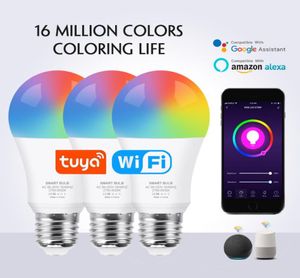 Лампы Tuya E27 светодиодные лампы RGB CW WW Wi-Fi лампа Alexa Smart совместима с Google Assistant для украшения домаLED6094966
