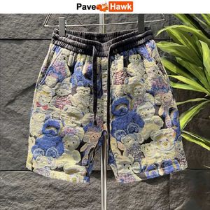 Men's Shorts Mens Shorts Summer Bear Pattern Shorts Mens Korean Style Board Shorts Breathable Beach Baseball Shorts Fitness Sports Straight ShortsC240402