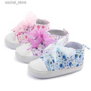 First Walkers First Walkers Floral Pattern Canvas Baby Shoes Casual Born Girl Boy Sole Infant Toddler Tennis L240402